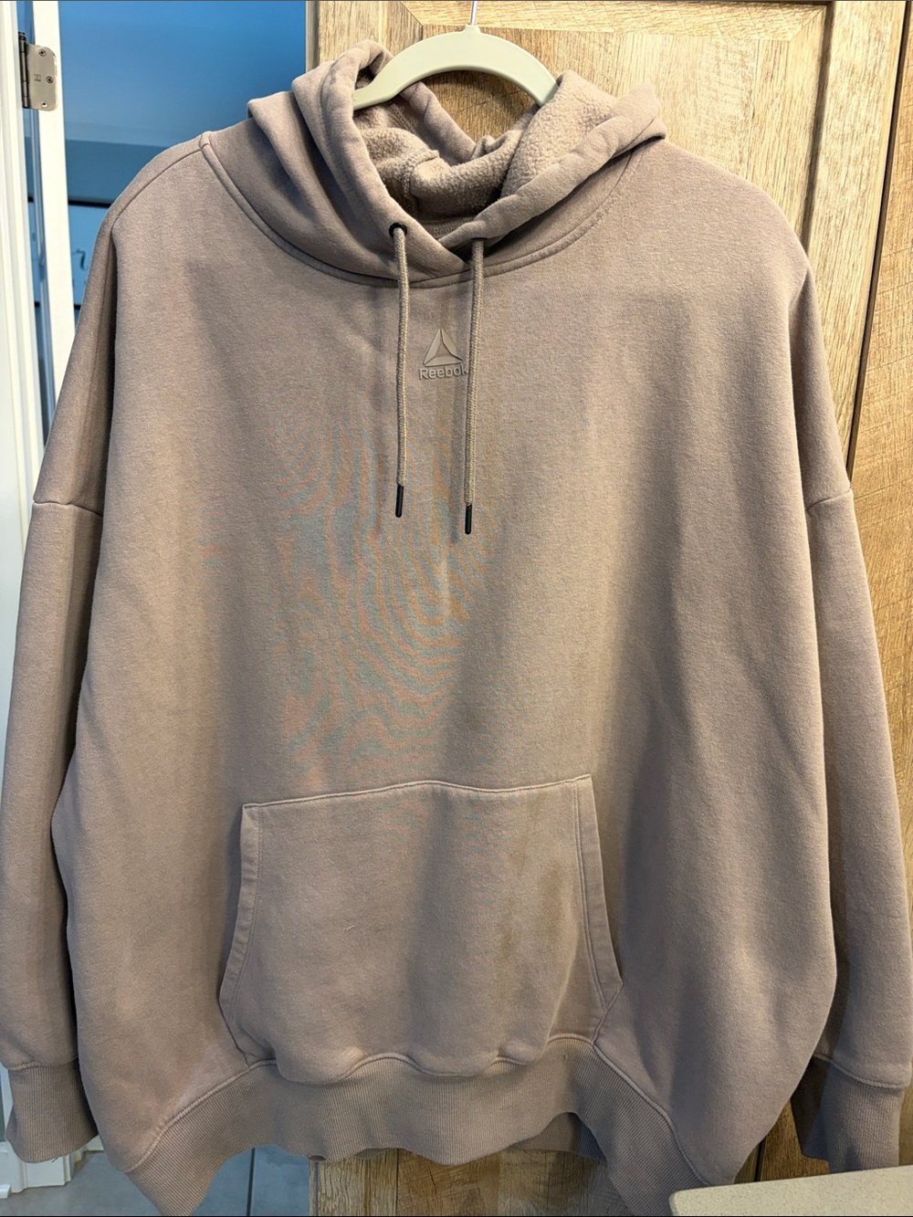 Reebok XXXL Men’s Cotton blend Hoodie Taupe stained training project outdoors